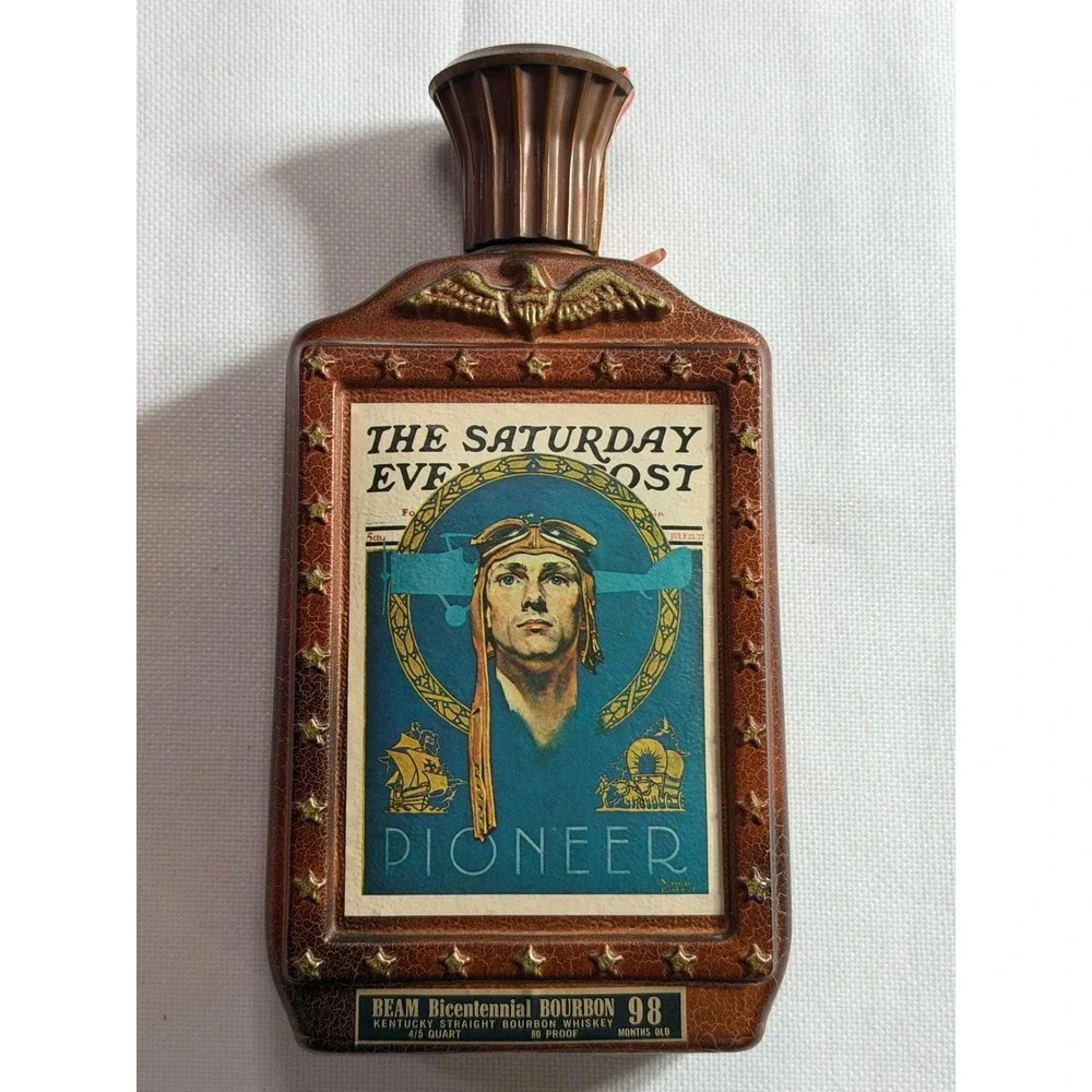 Beam 1976 Bicentennial Decanter Norman Rockwell Saturday Evening Post Pioneer